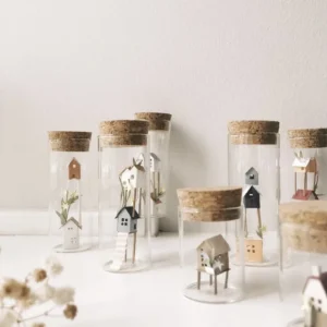 Handmade Papercut Houses in Jar Medium
