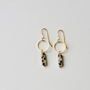 Dalmatian Jasper and Open Circle Geometric Earrings