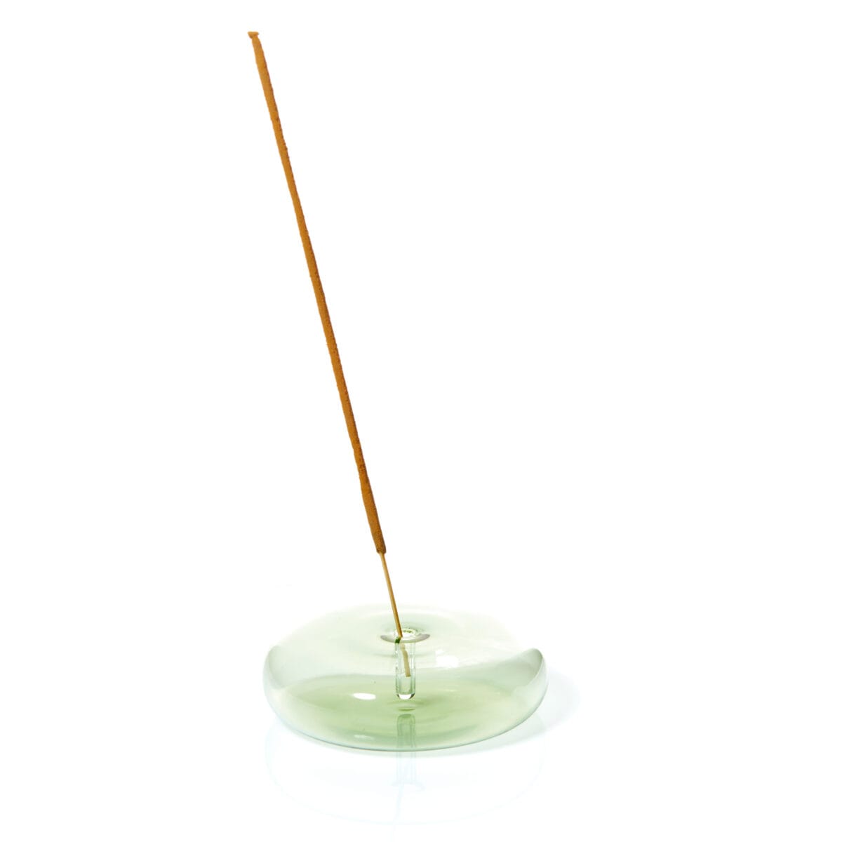 Dimple Handblown Green Glass Incense Holder - Image 3