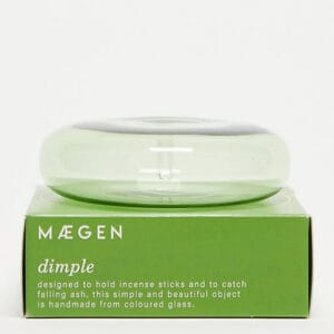 Dimple Handblown Green Glass Incense Holder