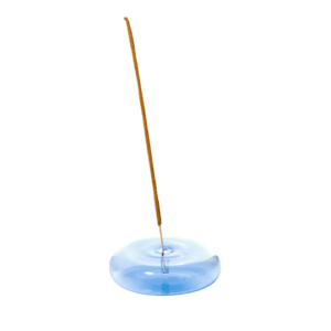 Dimple Handblown Blue Glass Incense Holder