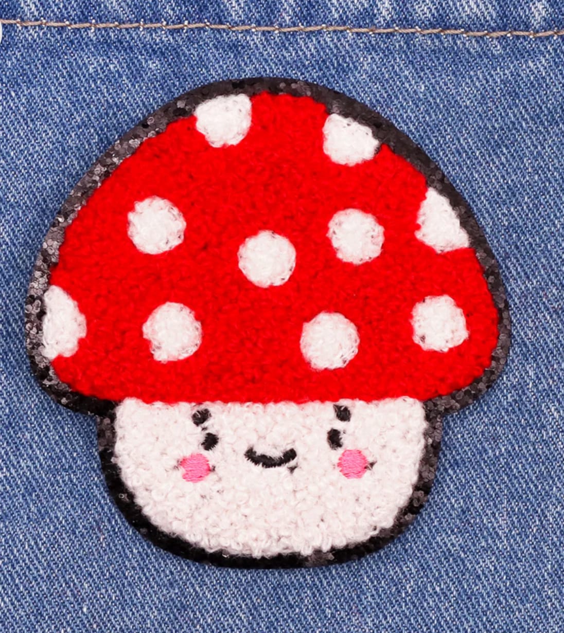 Kawaii Mushroom Chenille Iron on Patch