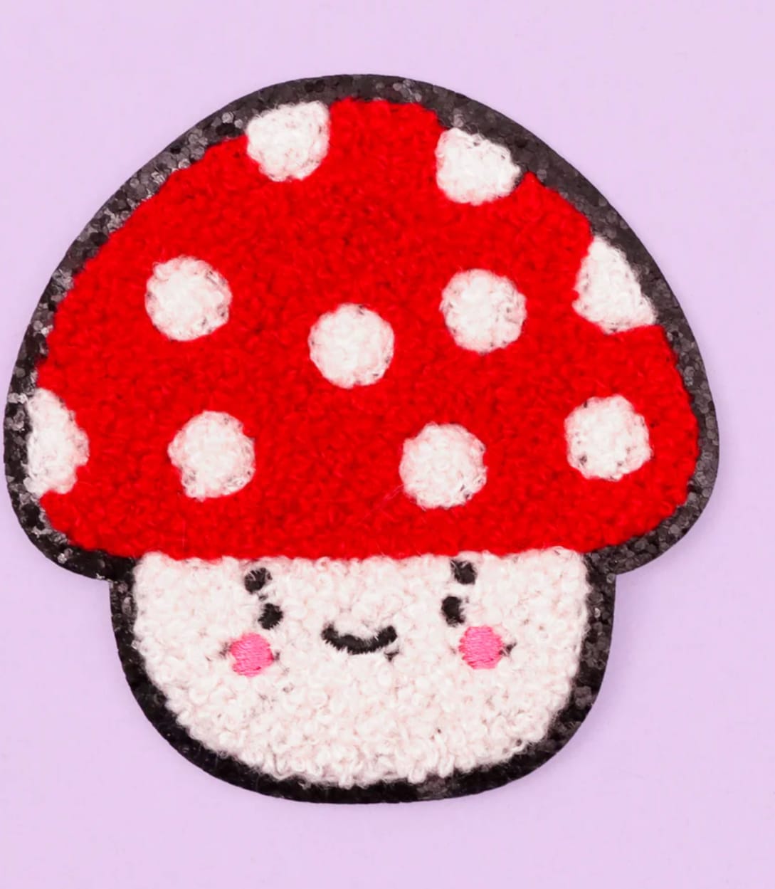 Kawaii Mushroom Chenille Iron on Patch - Image 2