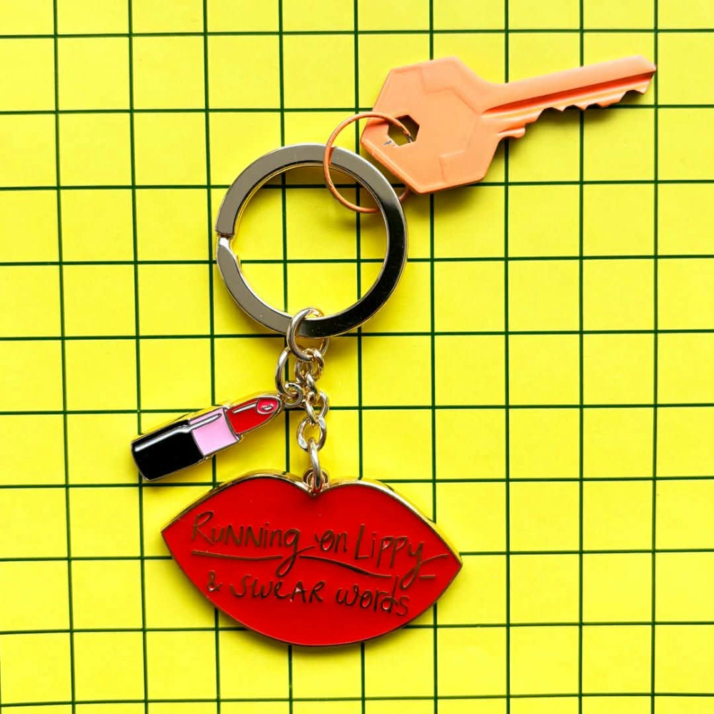 Running On Lippy And Swear Words Keyring