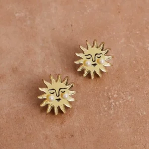 Wolf & Moon Sun Studs